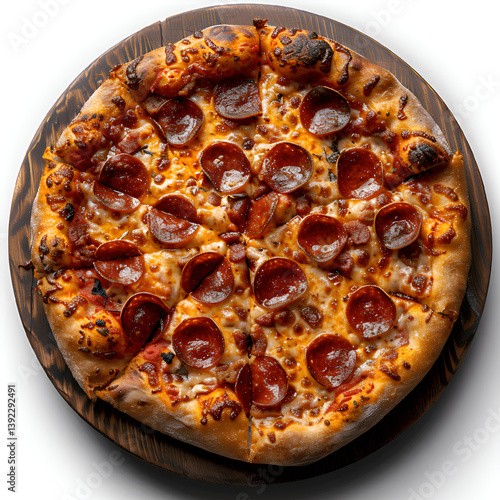 Freshly baked pepperoni pizza