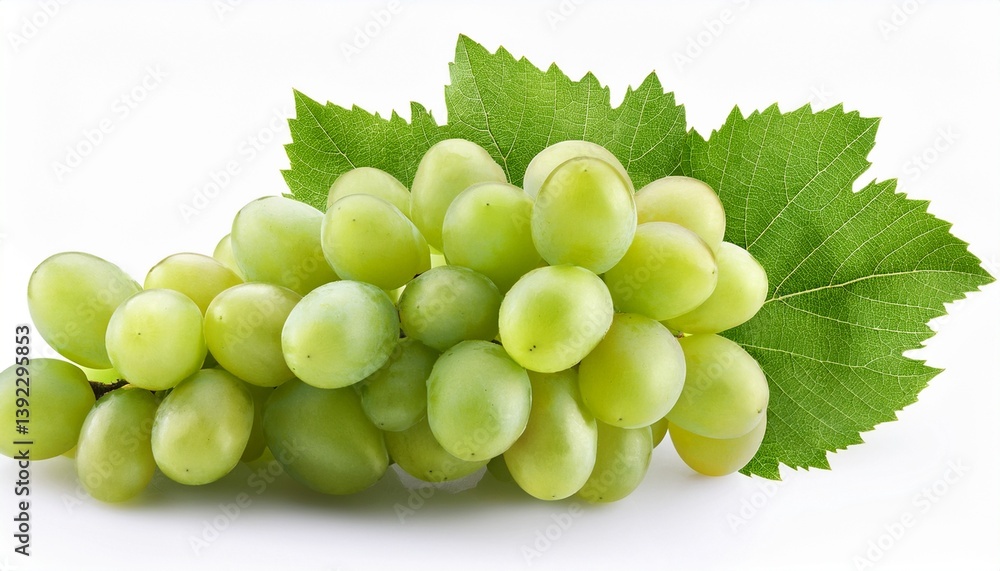 green grape with leaves isolated on white with clipping path f green grape with leaves isolated on white with clipping path f