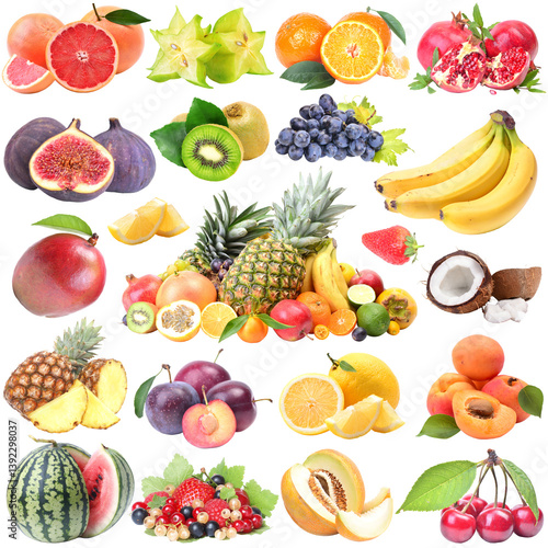 Obraz na płótnie Set of fruits isolated w salonie