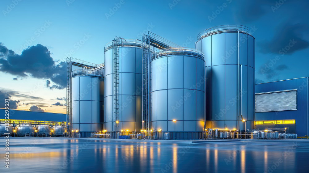 Innovative industrial plant construction using recycled materials in urban setting showcasing circular economy practices Innovative industrial plant construction using recycled materials in urban setting showcasing circular economy practices