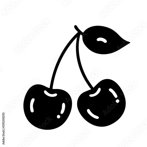 cherries icon, cherries line art - simple line art of cherries, perfect for cherries logos and icons