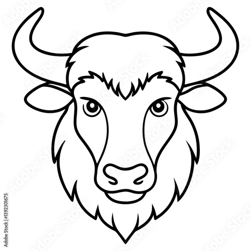 Bison Head in Single Stroke Vector