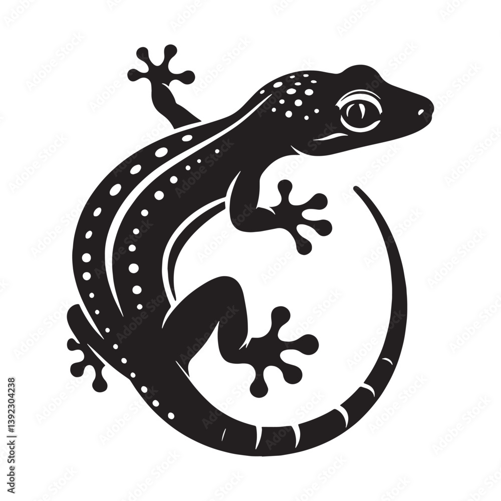 Obraz premium Colorful Gecko silhouette, showcasing vibrant hues in the wild – Gecko illustration – Minimalist Gecko vector – Lizard silhouette