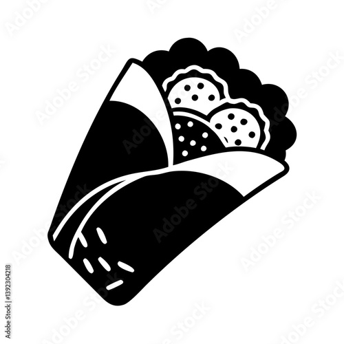 falafel wrap icon, falafel wrap line art - simple line art of falafel wrap, perfect for falafel wrap logos and icons