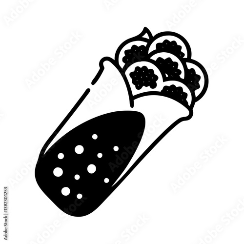 falafel wrap icon, falafel wrap line art - simple line art of falafel wrap, perfect for falafel wrap logos and icons
