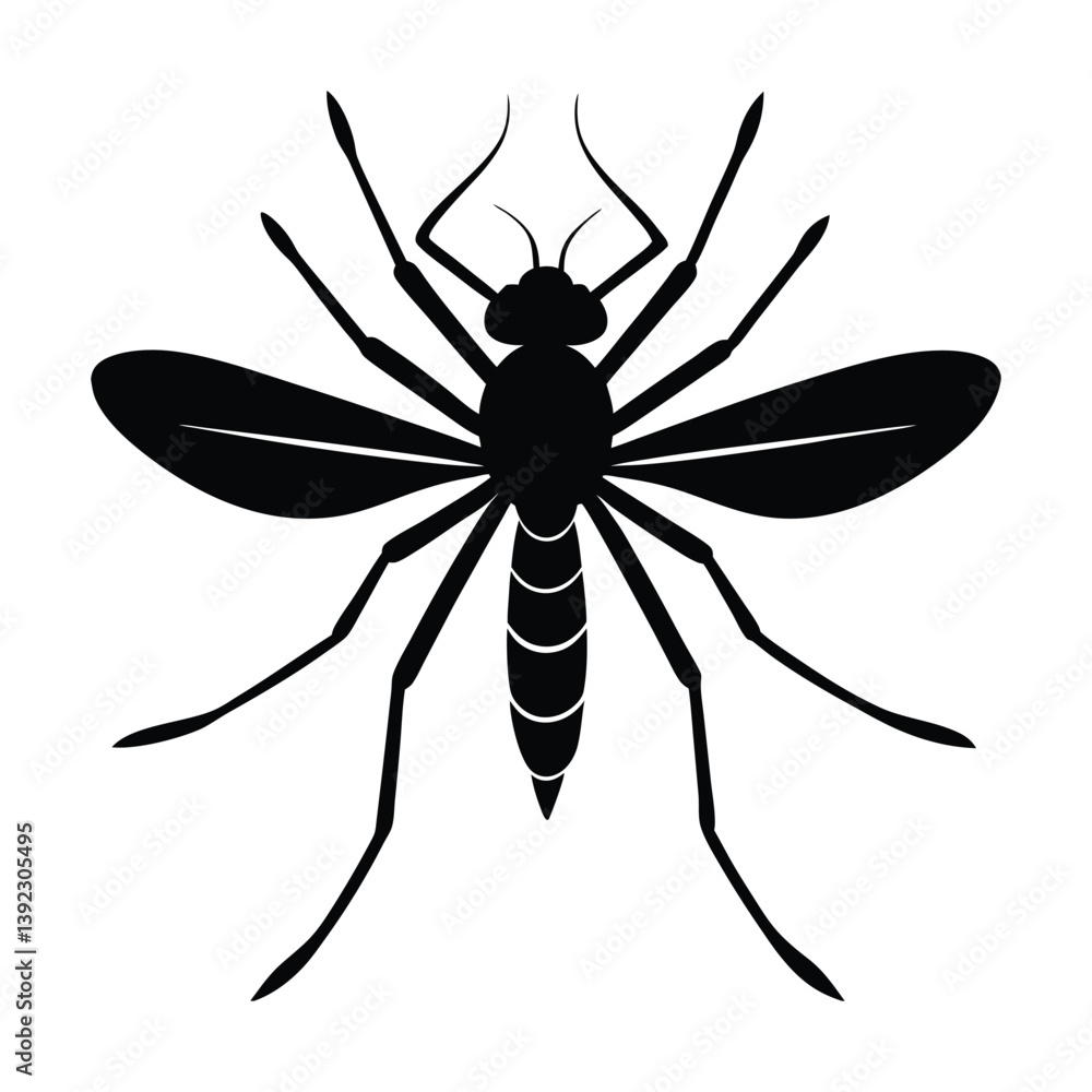 mosquito silhouette on white background mosquito silhouette on white background