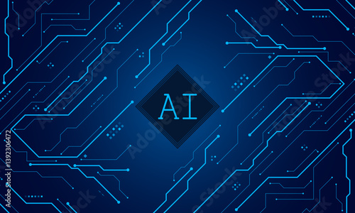 Artificial Intelligence ,AI chipset on circuit board, futuristic Technology Concept	
