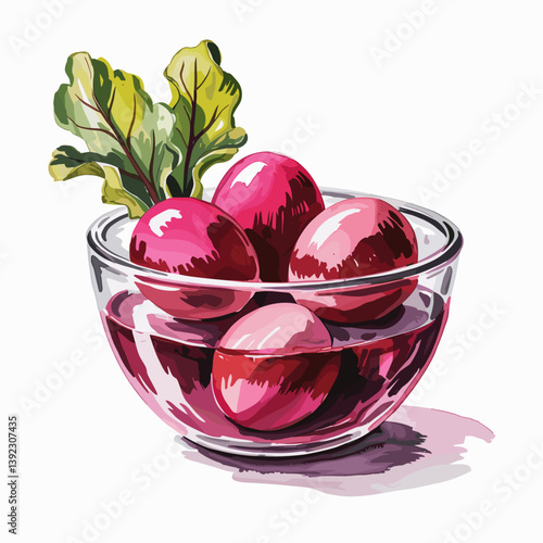 Watercolor Pickled Red Beet Eggs – Rustic Kitchen Decor Print