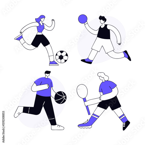 soccer and tenis players vector illustration