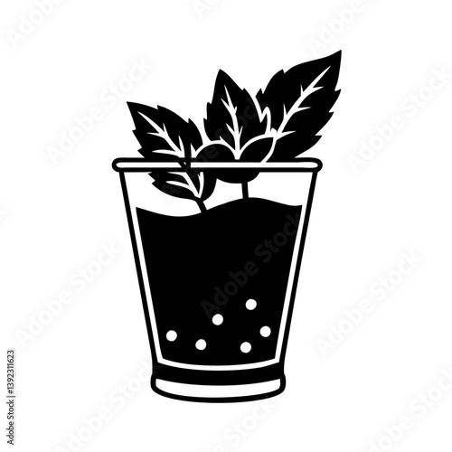 mint julep icon, mint julep line art - simple line art of mint julep, perfect for mint julep logos and icons