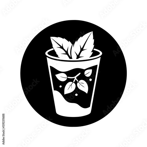 mint julep icon, mint julep line art - simple line art of mint julep, perfect for mint julep logos and icons