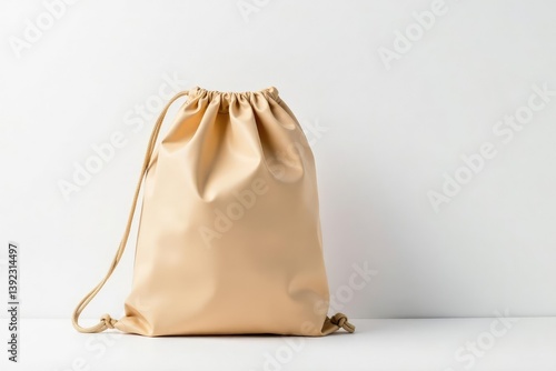 Classic drawstring backpack, crisp white backdrop, white, product shot, green