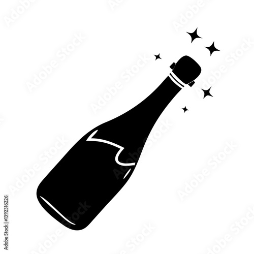 prosecco bottle icon, prosecco bottle line art - simple line art of prosecco bottle, perfect for prosecco bottle logos and icons