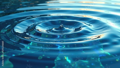 Abstract swirls of water, concentric lake rings, photo, design