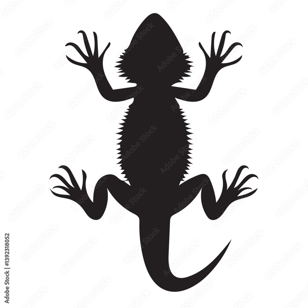 Naklejka premium Resilient Bearded Dragon silhouette, thriving in harsh conditions – Bearded Dragon illustration – Bearded Dragon vector – Reptile silhouette