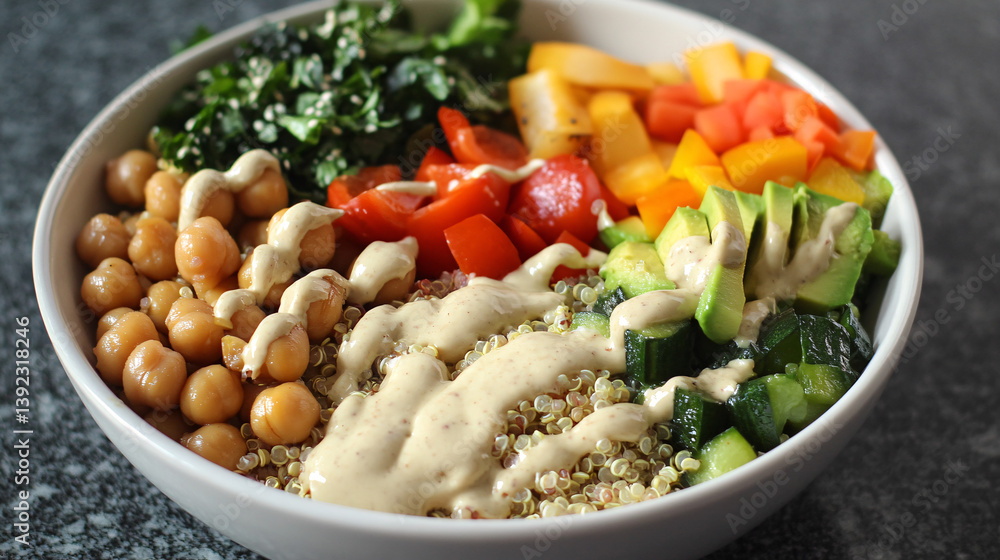 Vibrant Buddha Bowl Featuring Quinoa, Avocado, and Colorful Vegetables Vibrant Buddha Bowl Featuring Quinoa, Avocado, and Colorful Vegetables