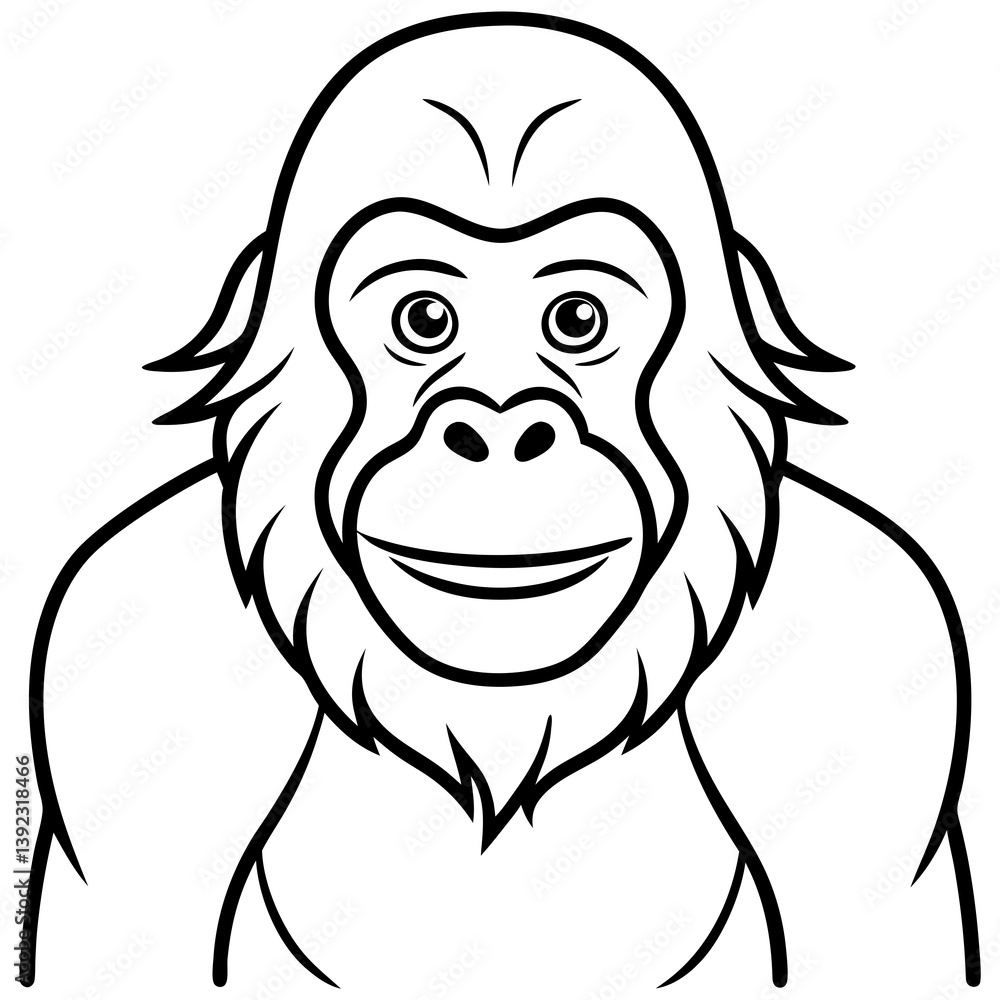 Fototapeta premium Continuous Line Orangutan Art in Vector
