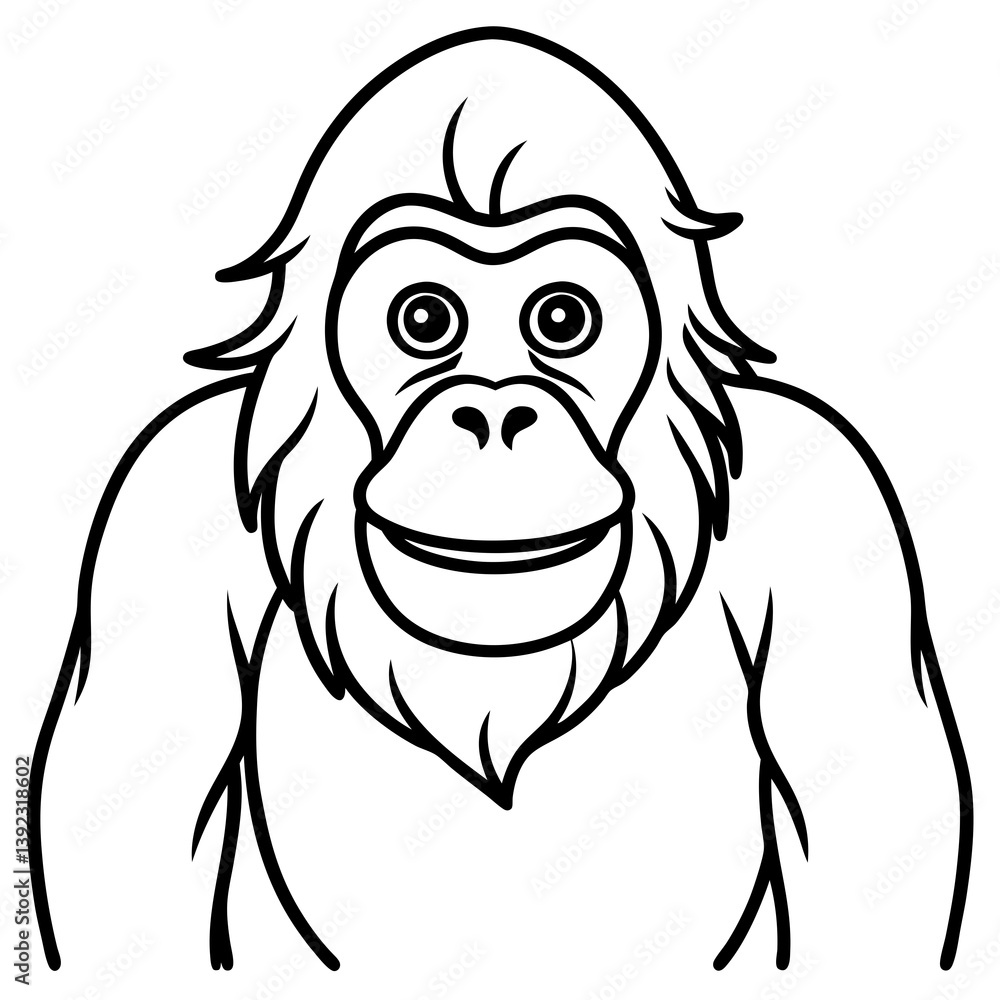Continuous Line Orangutan Art in Vector Continuous Line Orangutan Art in Vector