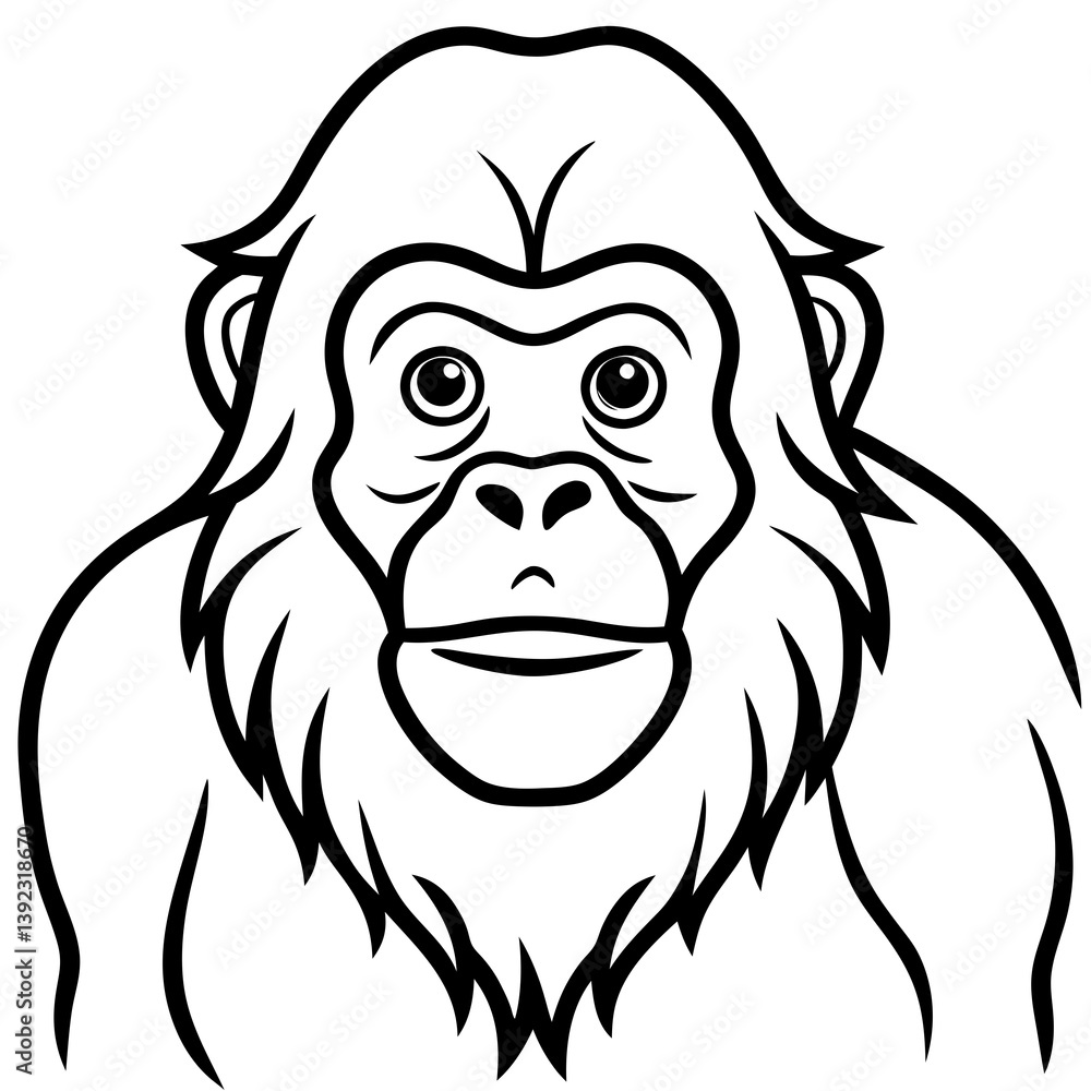 Continuous Line Orangutan Art in Vector