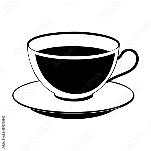tea cup with saucer icon, tea cup with saucer line art - simple line art of tea cup with saucer, perfect for tea cup with saucer logos and icons