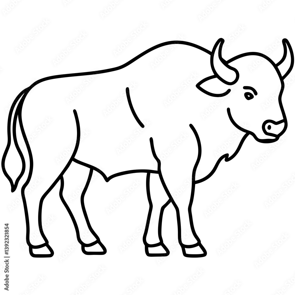 Elegant Bison Vector in Single Line Elegant Bison Vector in Single Line