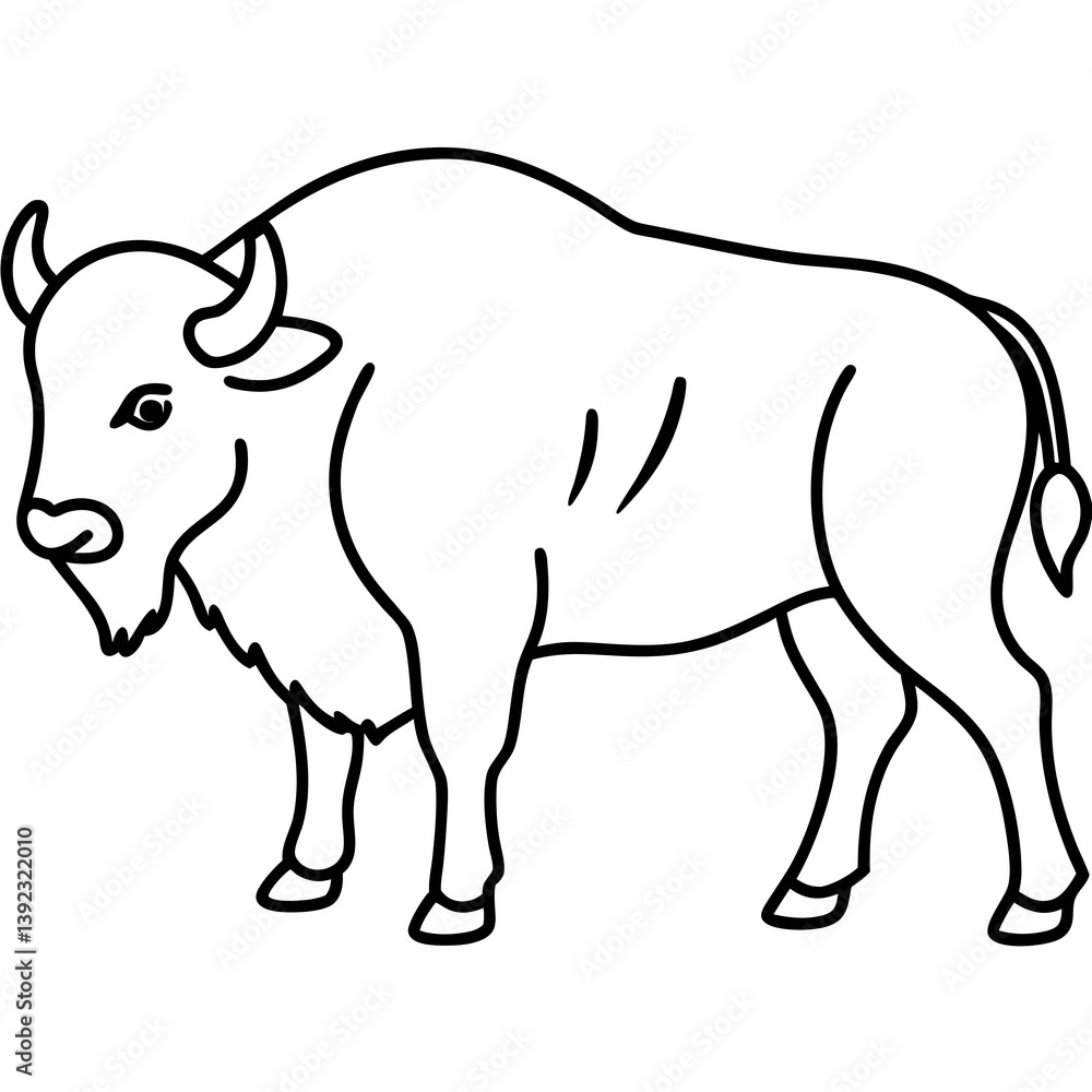 Obraz premium Elegant Bison Vector in Single Line