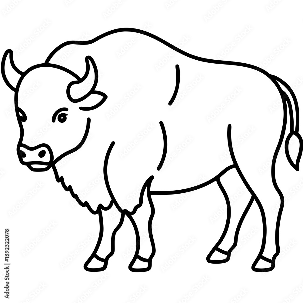 Elegant Bison Vector in Single Line Elegant Bison Vector in Single Line