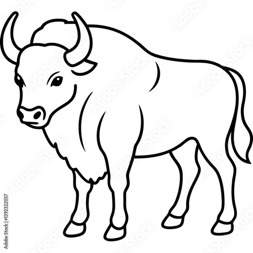 Elegant Bison Vector in Single Line