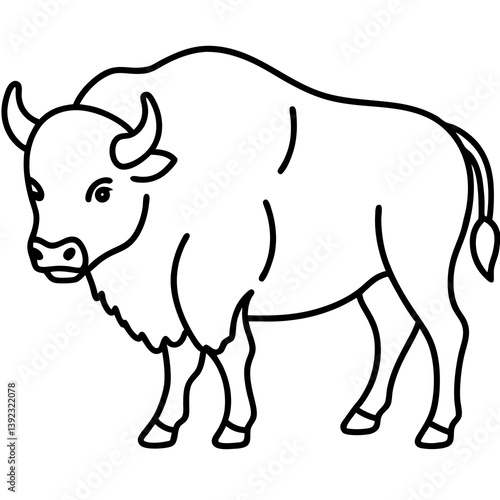 Elegant Bison Vector in Single Line