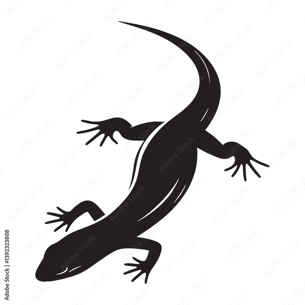 Naklejka premium Quick Skink silhouette, always on the move and alert – Skink illustration – Minimalist Skink vector – Lizard silhouette