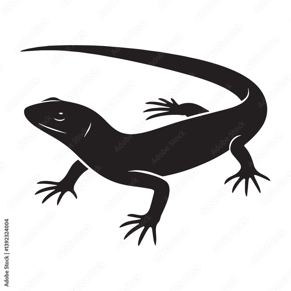 Naklejka premium Sleek Skink silhouette, agile and swift in the wild – Skink illustration – Minimalist Skink vector – Lizard silhouette