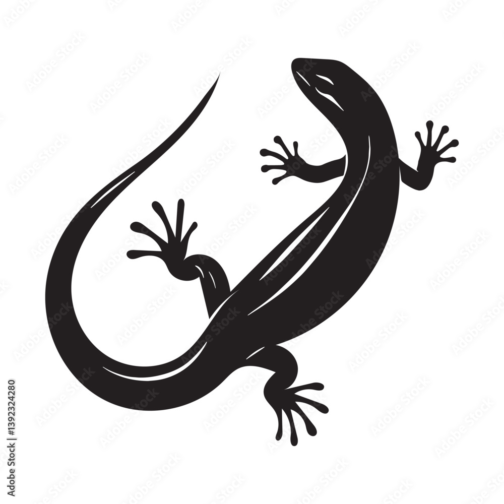 Naklejka premium Colorful Skink silhouette, blending perfectly with its environment – Skink illustration – Minimalist Skink vector – Lizard silhouette