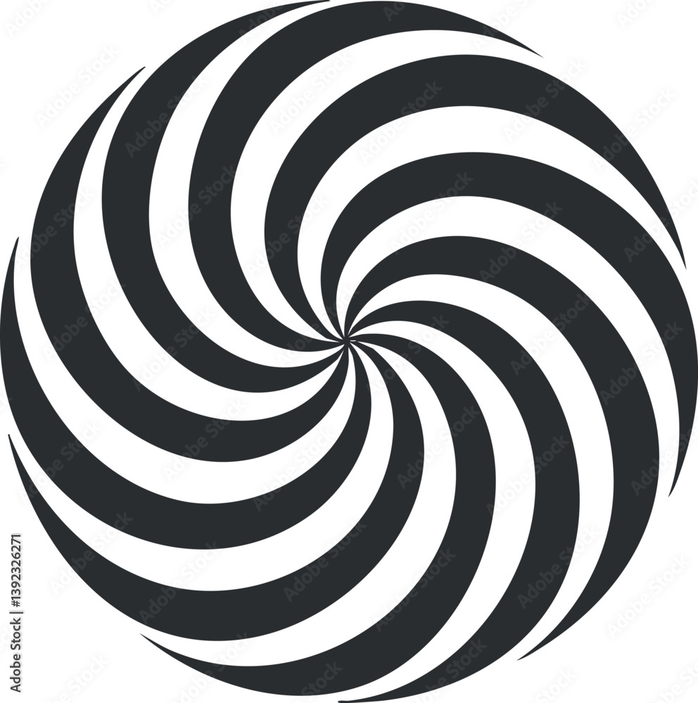 Obraz premium Black and white spiral optical illusion pattern creating a hypnotic visual effect.