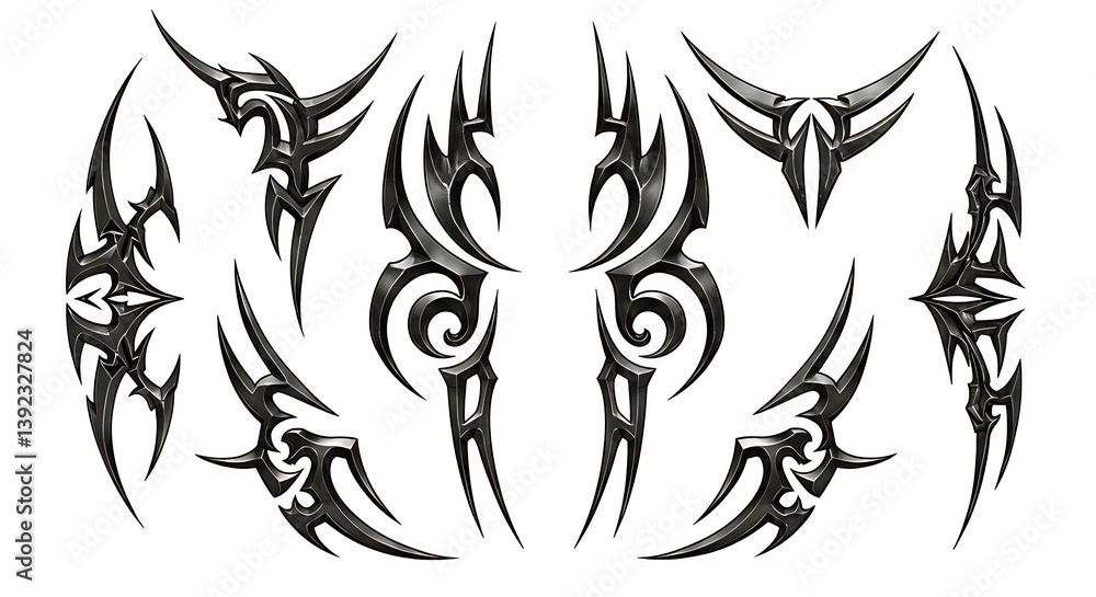 Fototapeta premium Tribal Tattoo Designs: Steel & Shadow AI Generated