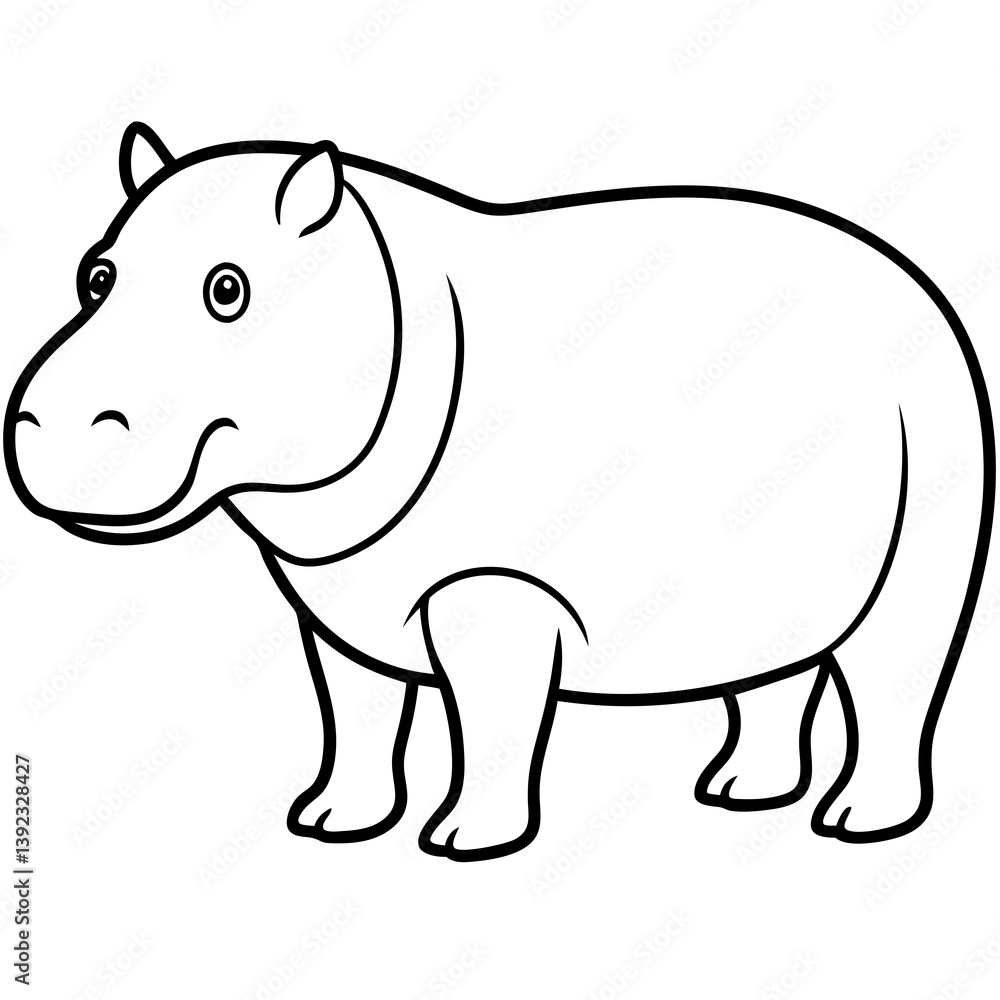 Naklejka premium Elegant One-Stroke Hippopotamus Vector