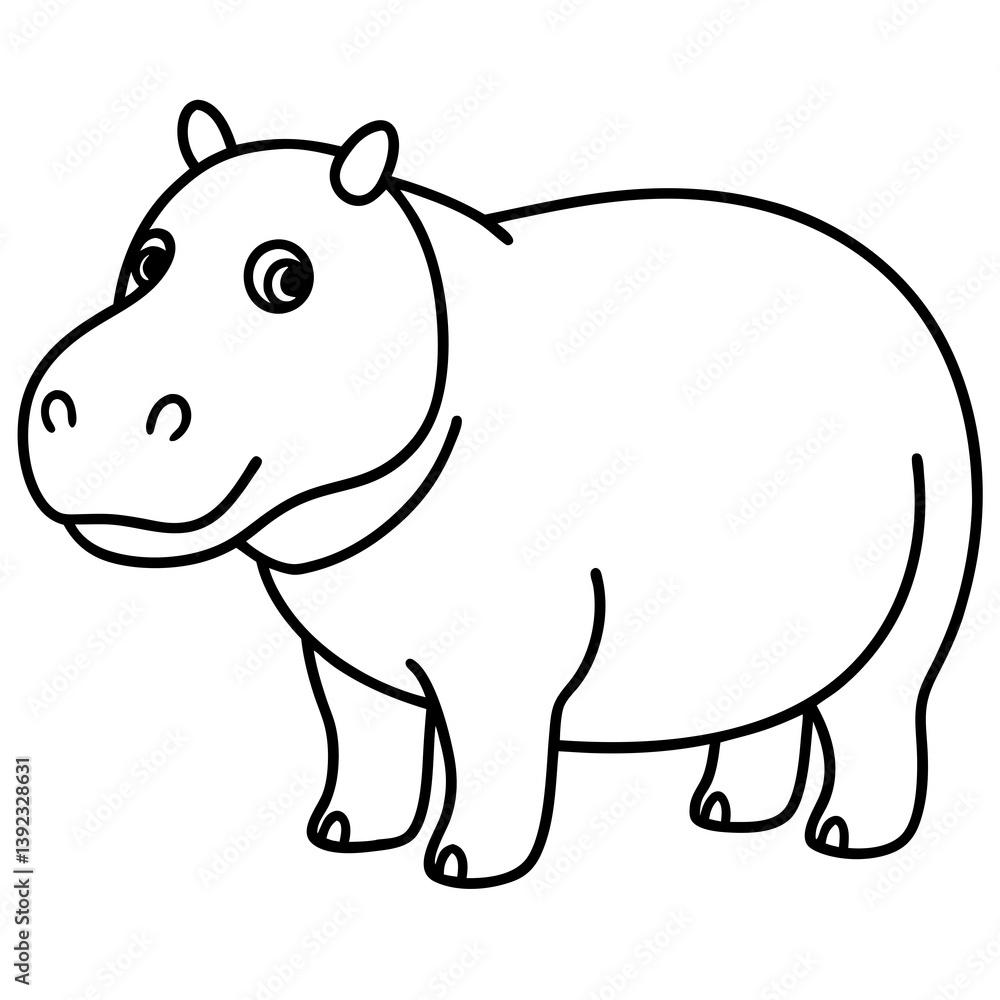 Elegant One-Stroke Hippopotamus Vector Elegant One-Stroke Hippopotamus Vector