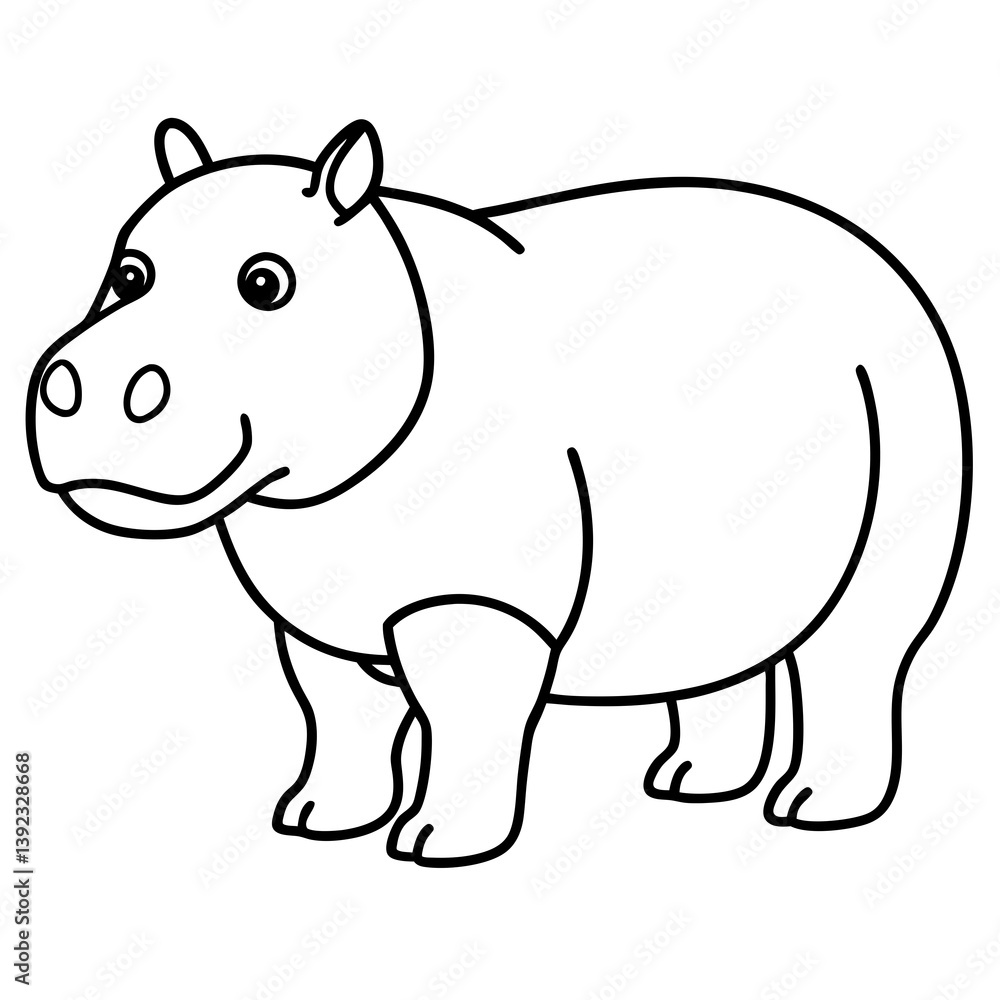 Elegant One-Stroke Hippopotamus Vector Elegant One-Stroke Hippopotamus Vector