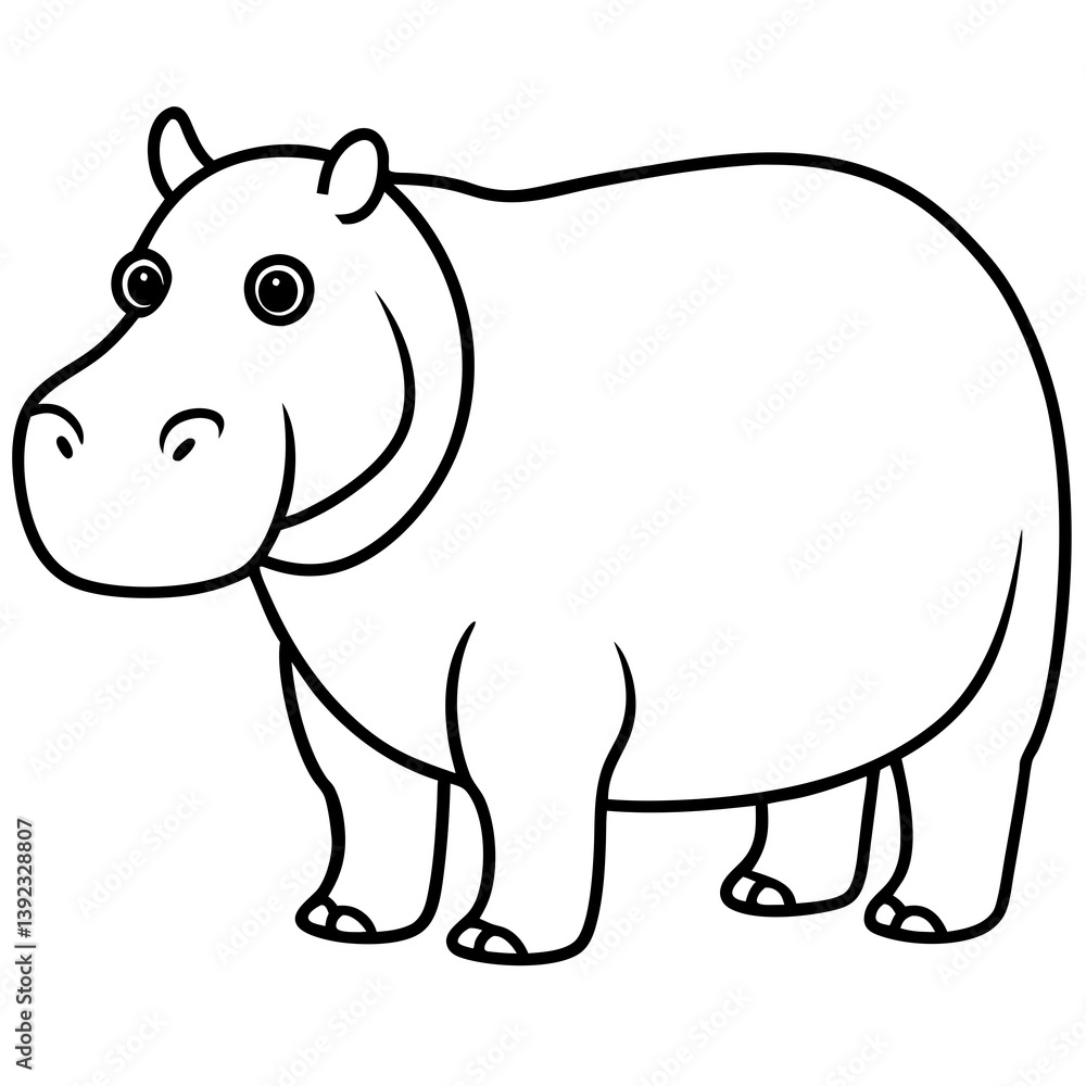 Obraz premium Elegant One-Stroke Hippopotamus Vector