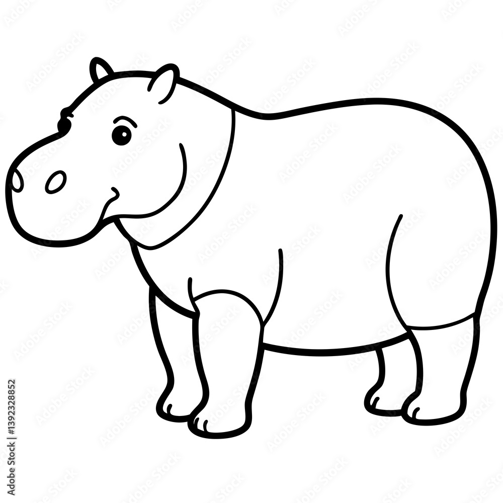 Fototapeta premium Elegant One-Stroke Hippopotamus Vector