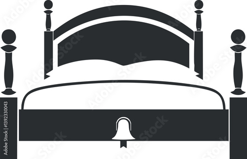Silhouette of a classic bed with decorative headboard and footboard, ideal for bedroom design.