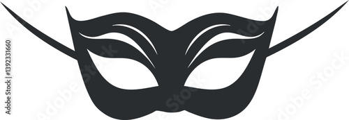 Black masquerade mask silhouette for festive parties and costume events.