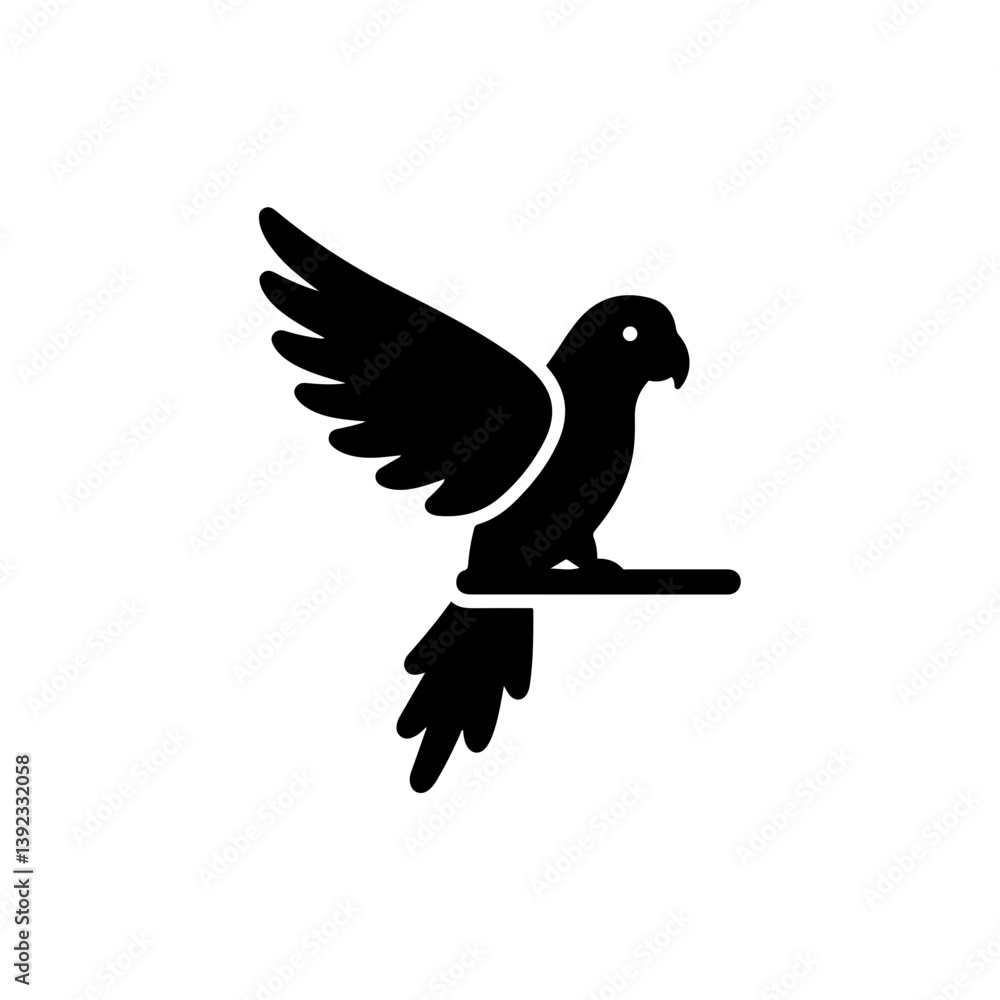 Obraz premium Parrot Wings Spread on Stick Minimal Outline Icon