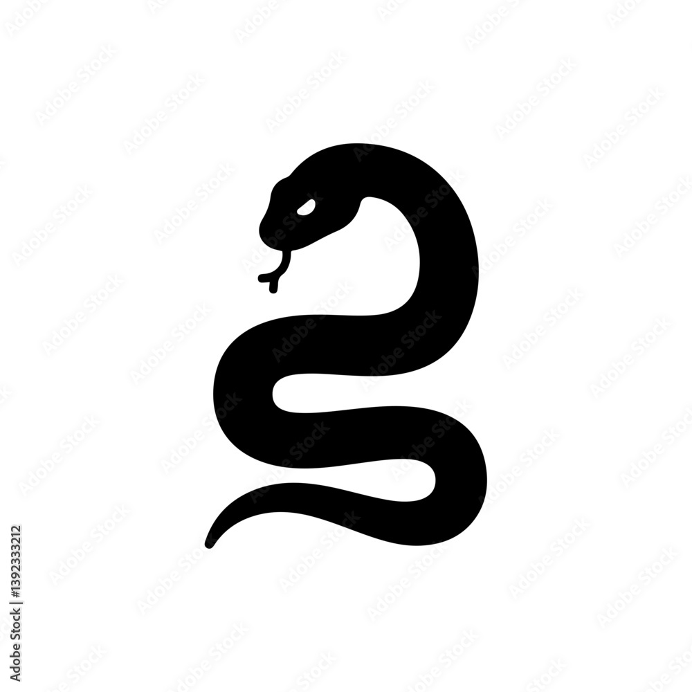 Naklejka premium Snake Curled with Head Raised - Smooth Outline Icon