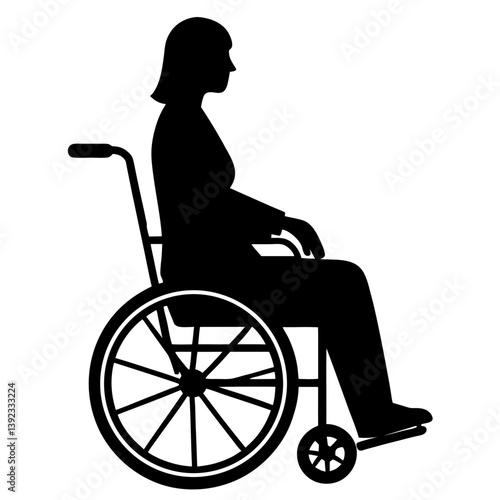 A silhouette of a woman patient sitting in a wheelchair.