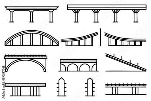 Overpass Line Art Detailed Sketch for Cityscape Drawing Design  