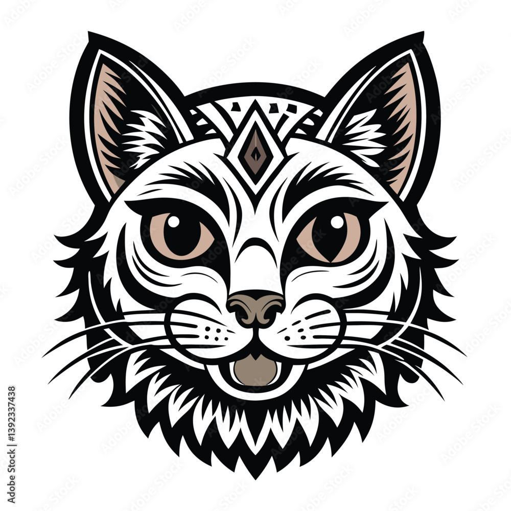 Wild cat head illustration representing strength, agility, and raw instinct. A bold and expressive animal face symbol ideal for logos, apparel, and wildlife-themed designs. Wild cat head illustration representing strength, agility, and raw instinct. A bold and expressive animal face symbol ideal for logos, apparel, and wildlife-themed designs.