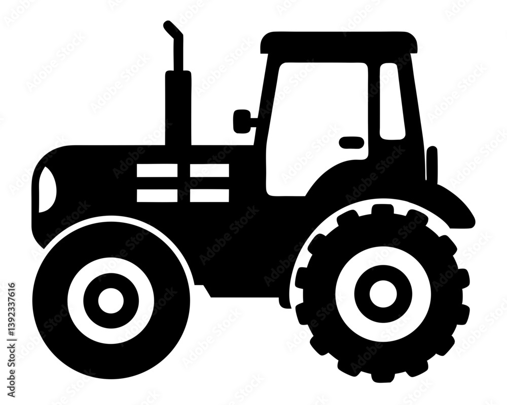Obraz premium Tractor Silhouette Vector & Farm Vehicle SVG Icon Design