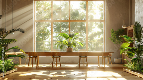 Wallpaper Mural Sleek Eco-Friendly Office with Wooden Furniture and Minimalist Design Torontodigital.ca