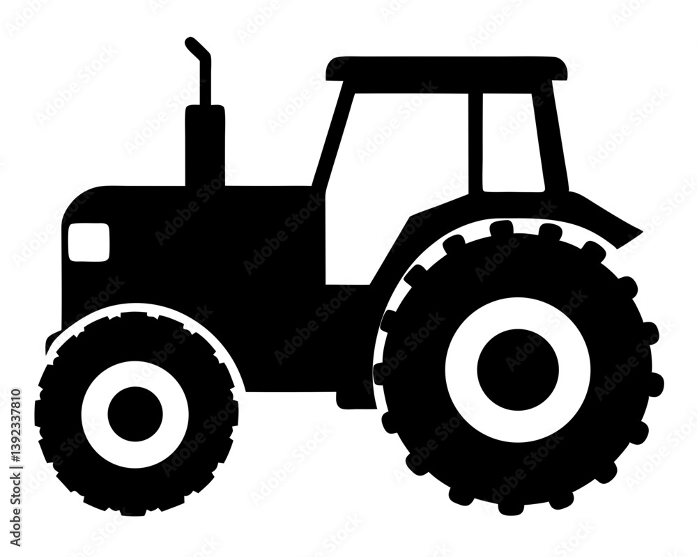 Obraz premium Tractor Silhouette Vector & Farm Vehicle SVG Icon Design