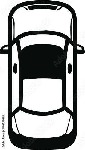 Vector illustration showing a top view of a compact 4-wheeler car, ideal for GPS maps, transport visuals, or city planning designs